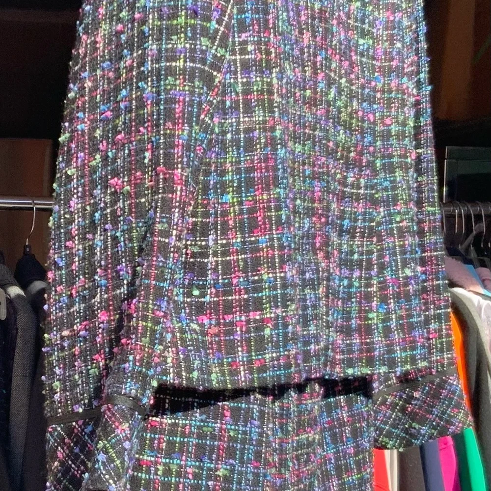 2pc tweed ladies suit multi colored sz.8 - Picture 2 of 4
